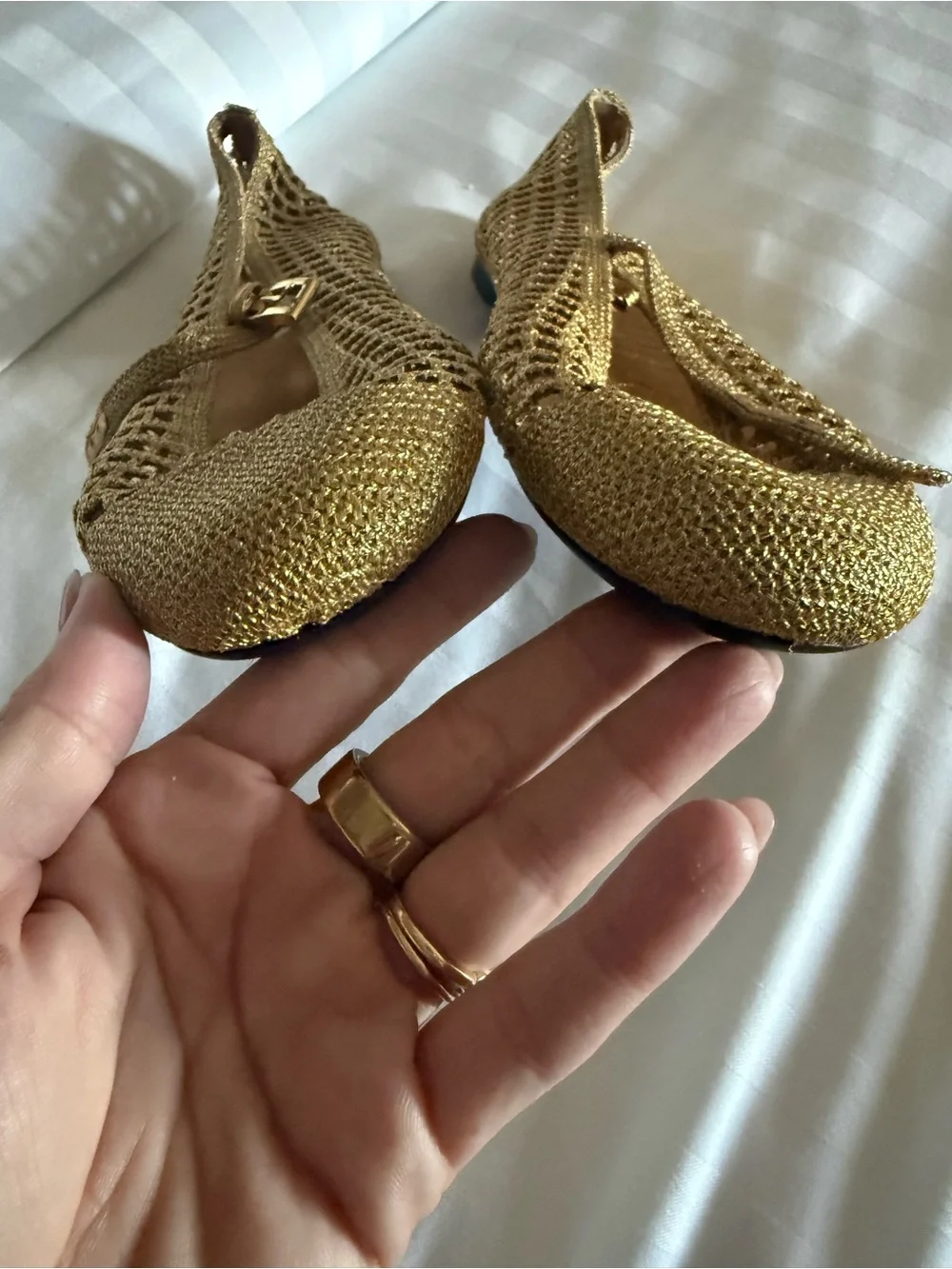 Prada Crochet Mary Jane Flats in Metallic Gold-Tan - Picture 8 of 8